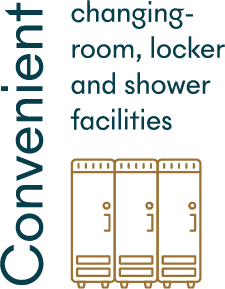 convenient changing-room, locker and shower facilities